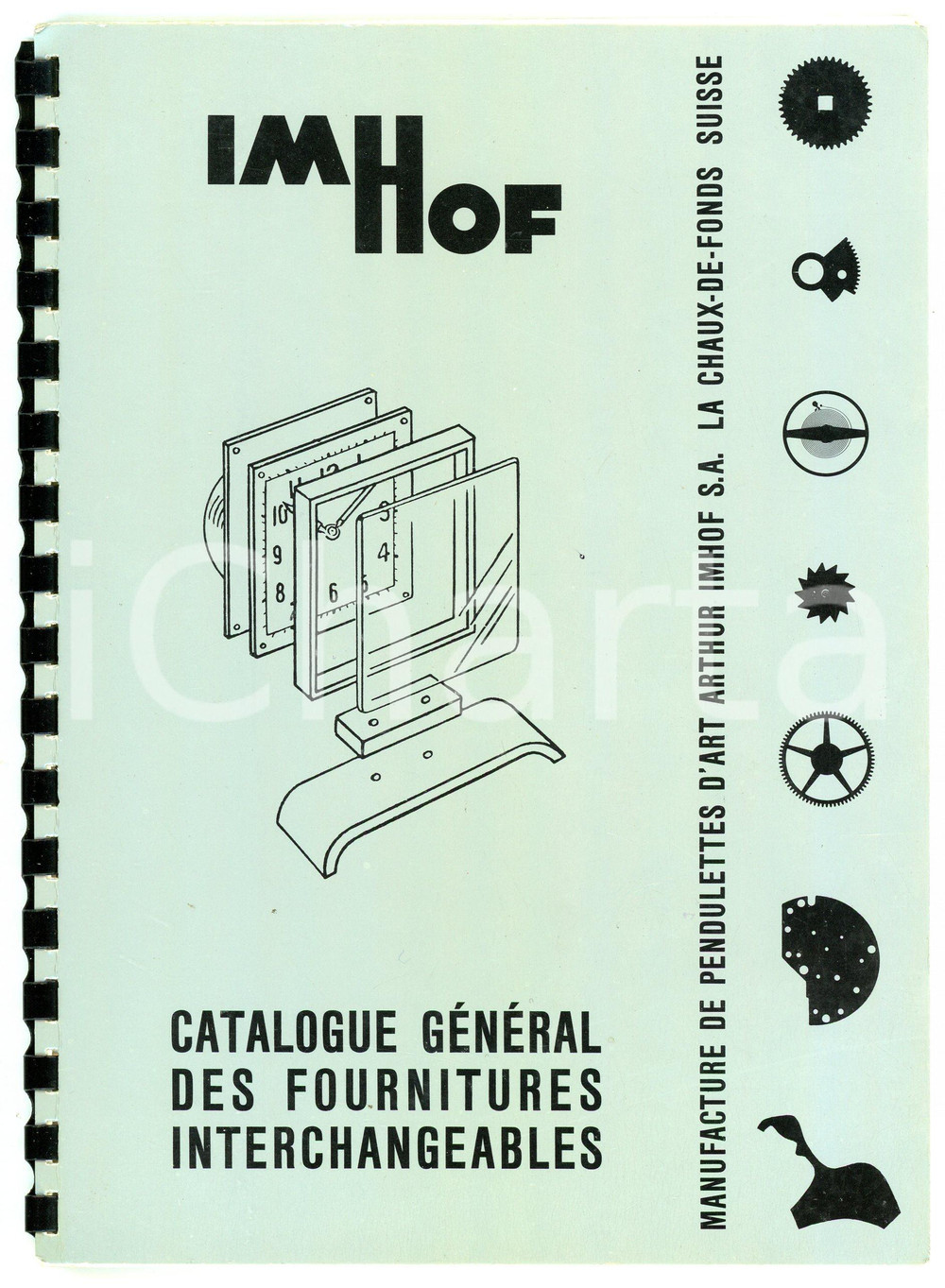 Libro, pubblicazione d epoca 1969 IMHOF Manifacure pendulettes d art  Catalogue fournitures interchangeables 1