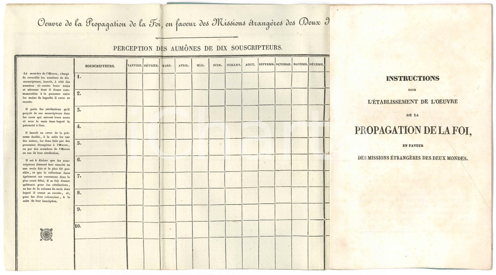 Libro, pubblicazione d epoca 1835 Instructions pour l Ã©tablissement de l Oeuvre de la Propagation de la Foi 1