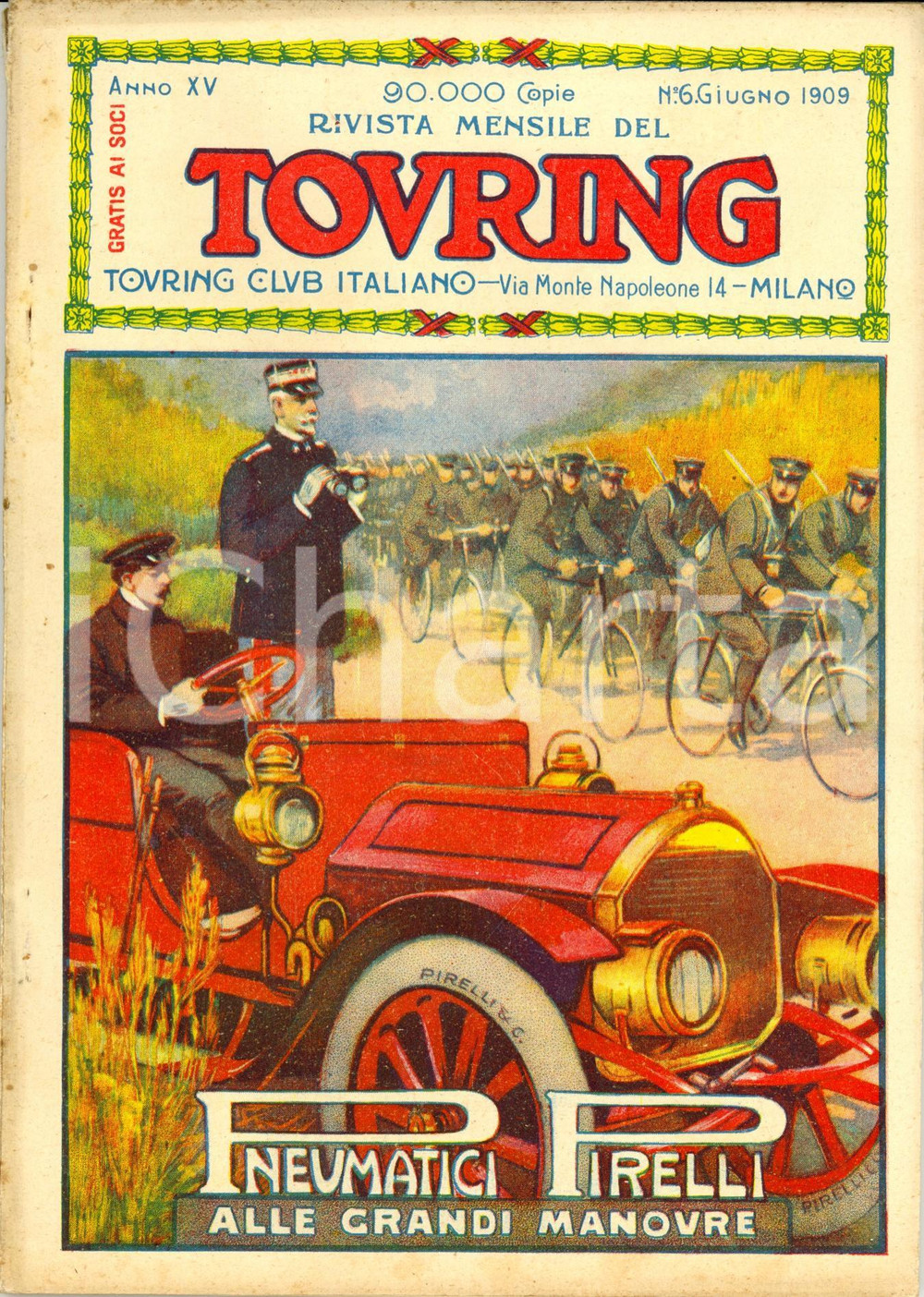Giornale, rivista storica 1909 TOURING CLUB ITALIANO I bagni di mare Anno XV n°6 PNEUMATICI PIRELLI 1