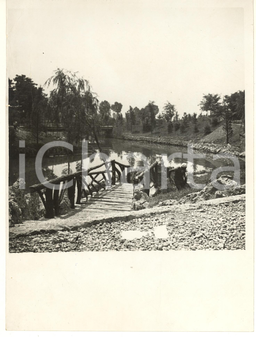 Fotografia d epoca originale 1935 MILANO Il nuovo parco di LAMBRATE  Veduta Foto 18x24 cm 1