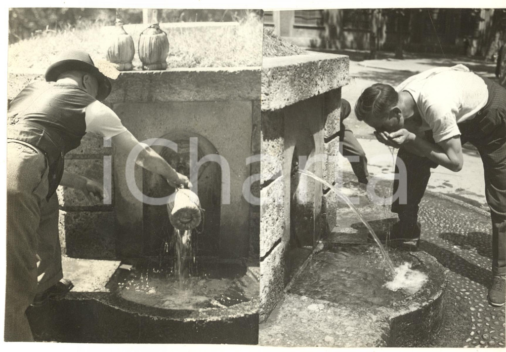 Fotografia d epoca originale 1941 COSTUME MILANO Fontane pubbliche cittadine Foto doppia 221x5 cm 1