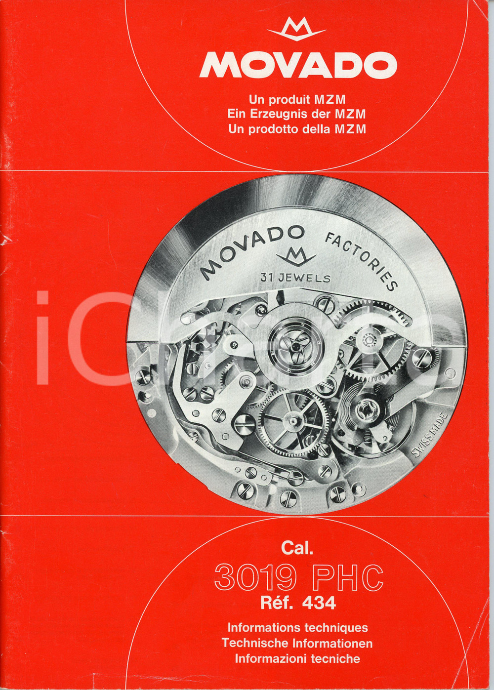 Libro, pubblicazione d epoca 1970 ca MZM  MOVADO Datron 3019 PHC Réf. 434  Informations techniques 1