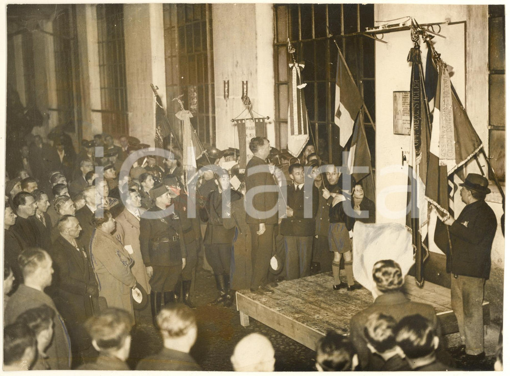 Fotografia d epoca originale 1936 MILANO Officine Meccaniche STIGLER  Scoprimento lapide impero  Foto 1