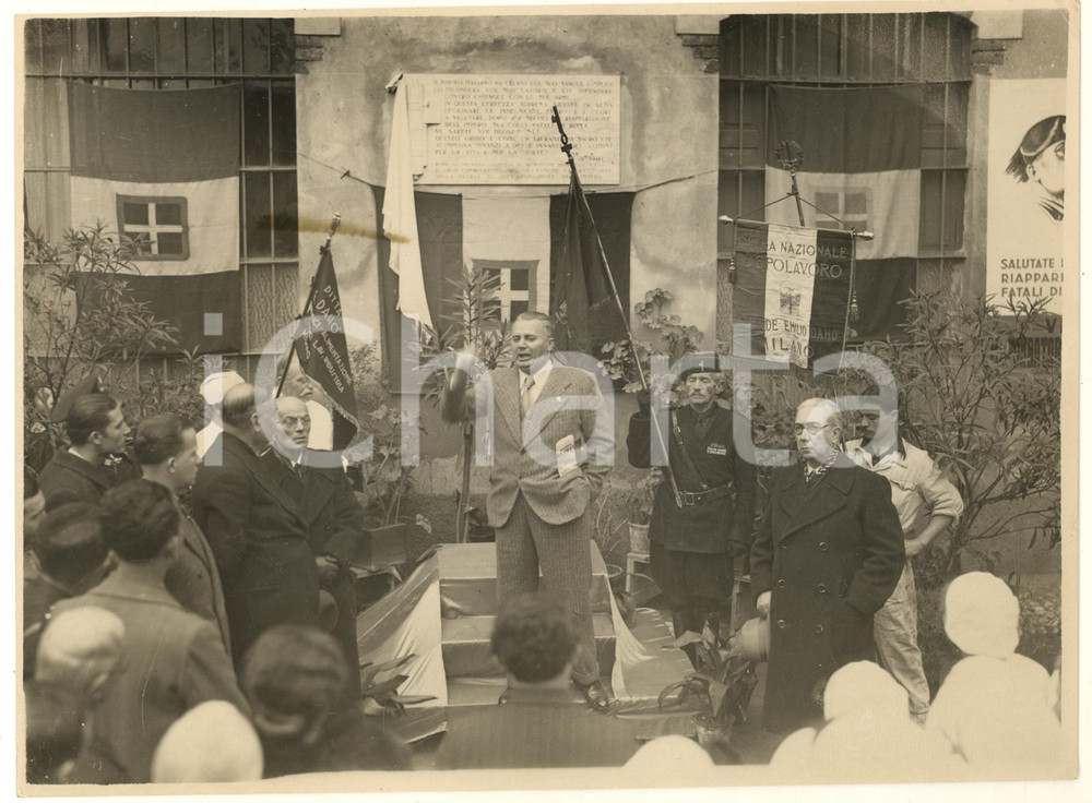 Fotografia d epoca originale 1936 MILANO Officine Meccaniche STIGLER  Cerimonia per lapide impero  Foto 1
