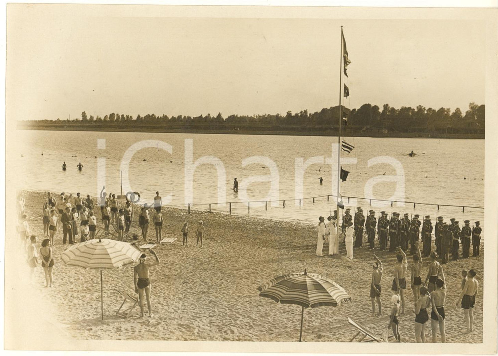 Fotografia d epoca originale 1938 MILANO IDROSCALO Conte di Torino inaugura stagione balneare Foto 1