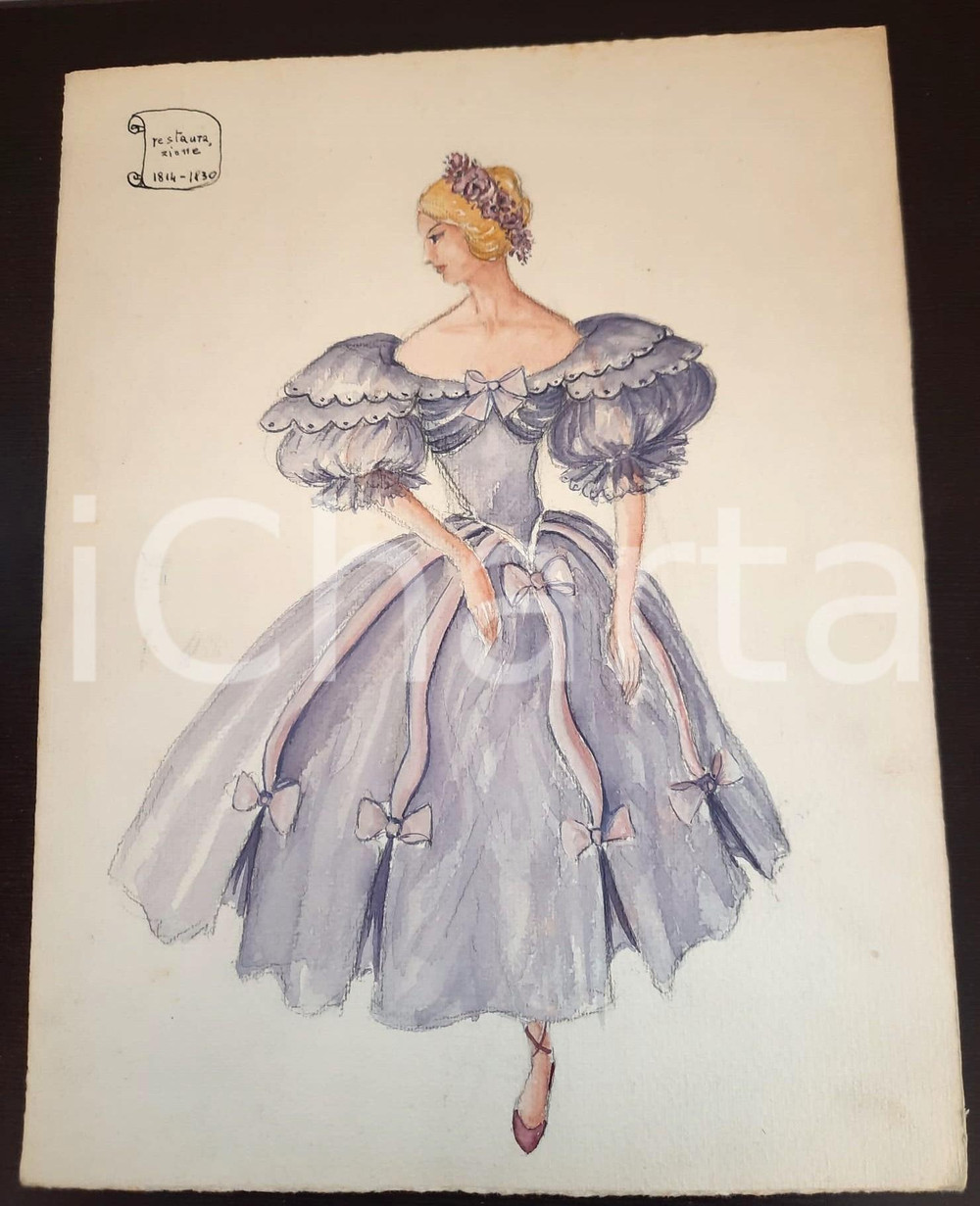 Stampa, bozzetto originale 1970 ca STORIA DELLA MODA Augusta FOI Bozzetto donna 18141830 AUTOGRAFO 1
