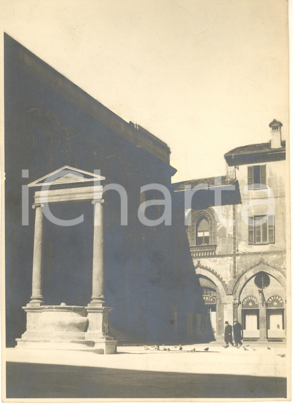Fotografia d epoca originale 1930 ca ARCHITETTURA MILANO Piazza Mercanti Foto animata 13x17 cm 1