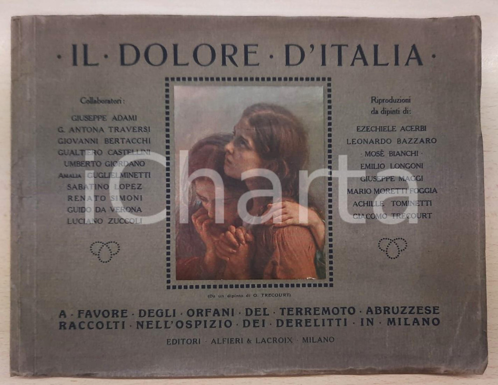 Libro, pubblicazione d epoca 1915 Il dolore d Italia  Album pro orfani del terremoto abruzzese a Milano 1