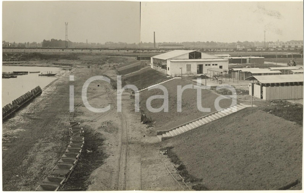Fotografia d epoca originale 1938 MILANO IDROSCALO Cantiere campionati del Mondo di canottaggio Foto doppia 1