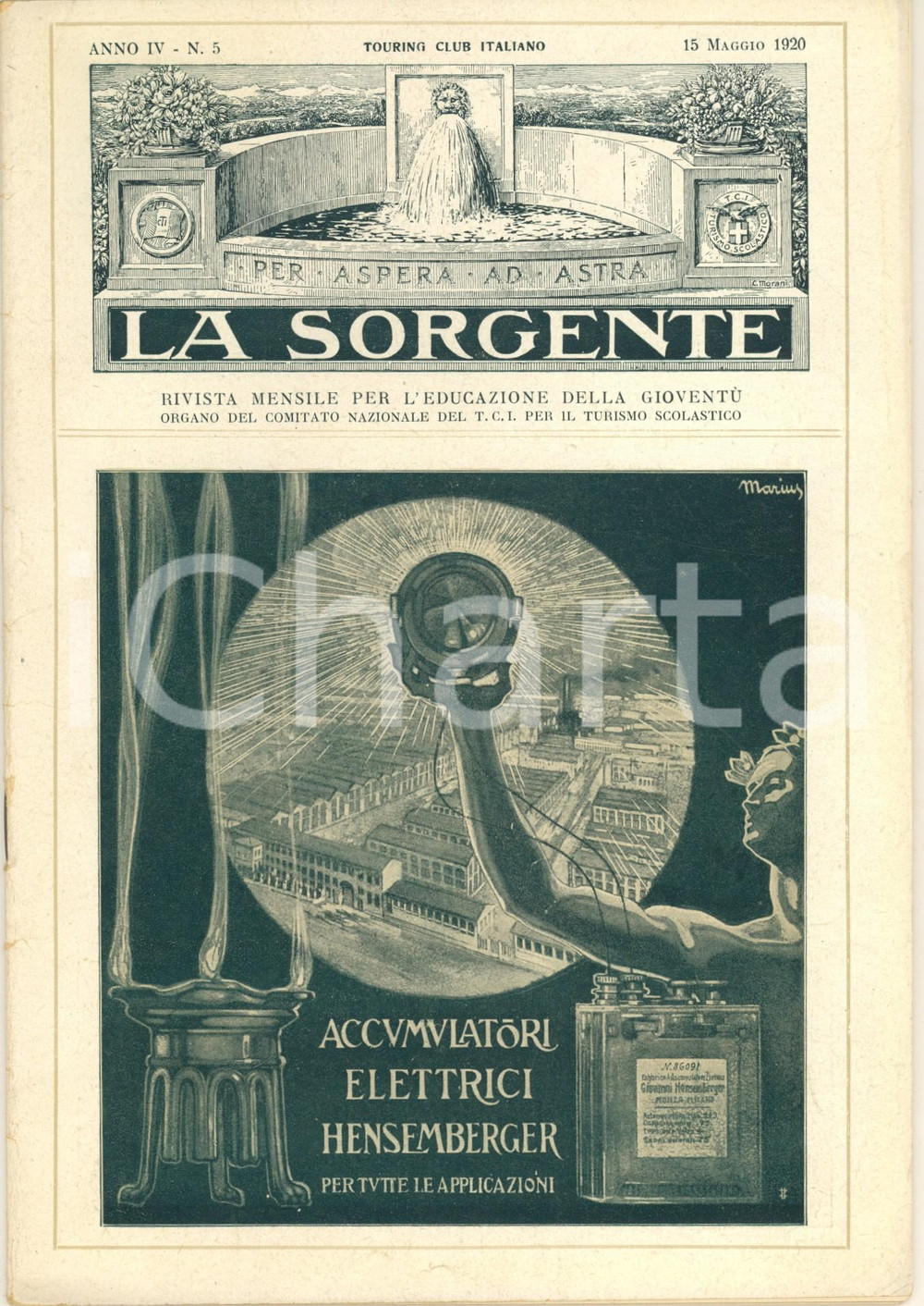 Giornale, rivista storica 1920 TOURING CLUB ITALIANO  LA SORGENTE  Le Alpi Apuane Rivista 1