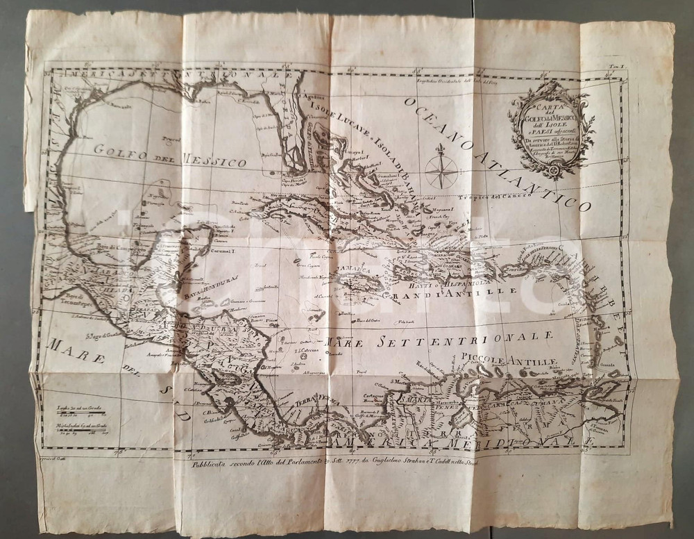 Mappa, planimetria storica 1778 AMERICA Carta del Golfo del Messico, delle Isole e Paesi adjacenti 1