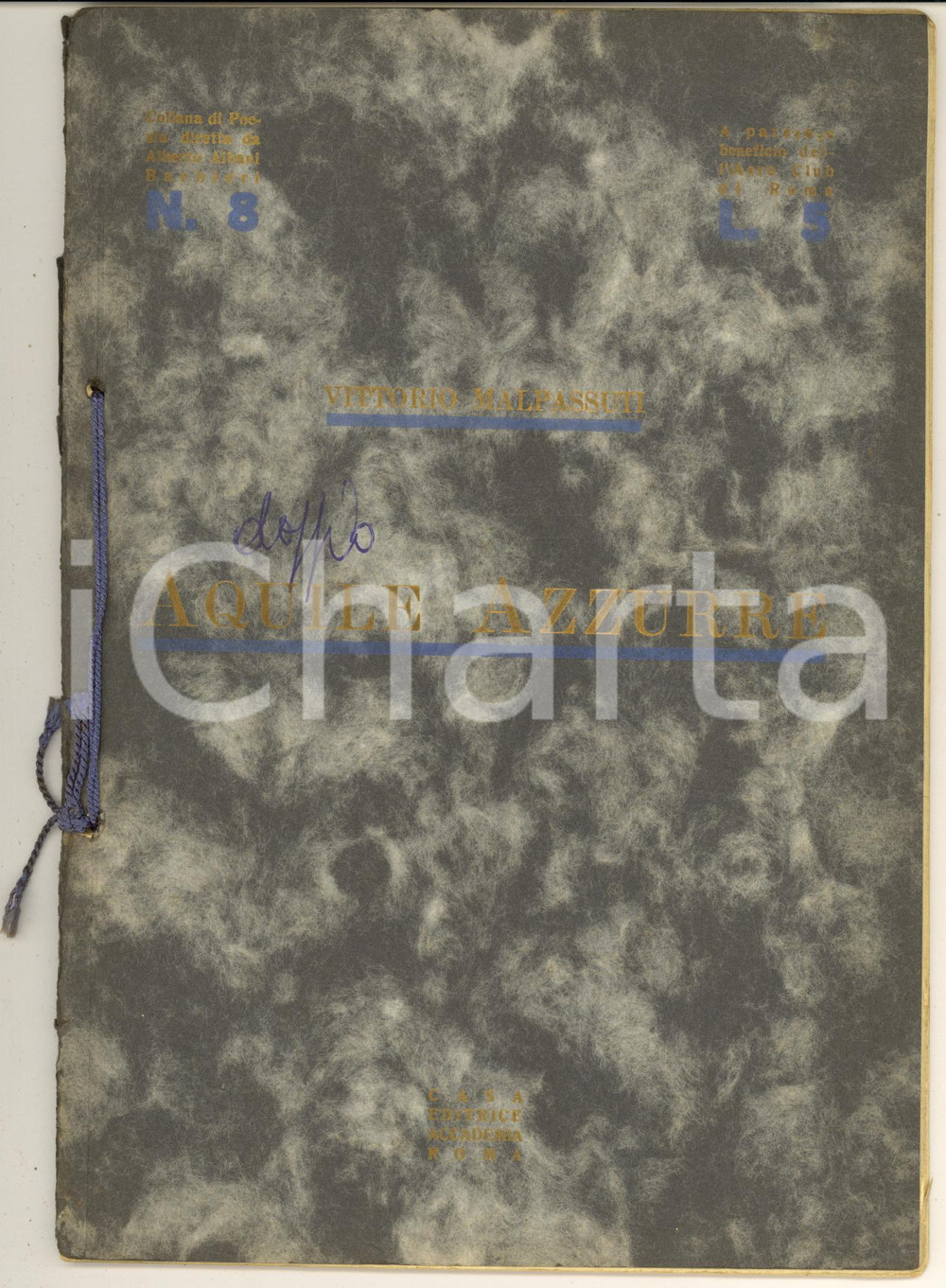 Libro, pubblicazione d epoca 1930 Vittorio MALPASSUTI Aquile azzurre AUTOGRAFO  RARO 1