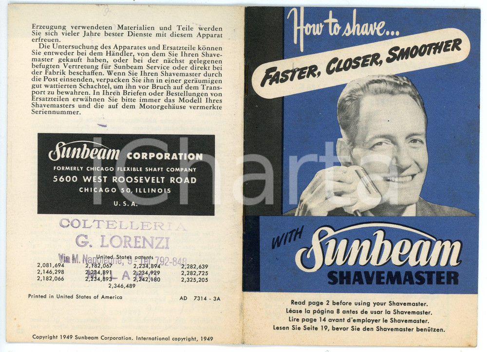 Libro, pubblicazione d epoca 1949 SUNBEAM SHAVEMASTER How to shave...faster, closer, smoother  Pubblicazione 1
