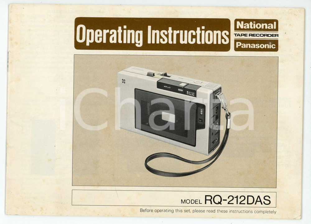 Libro, pubblicazione d epoca 1980 ca PANASONIC NATIONAL Tape recorder model RQ212DAS Operating instructions 1