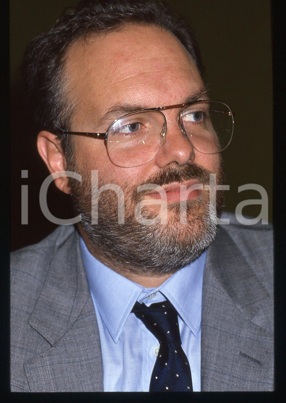 Fotografia d epoca originale 1995 ca COSTUME  Fabio GOBBO Ritratto dell economista 35mm VINTAGE SLIDE 13 1