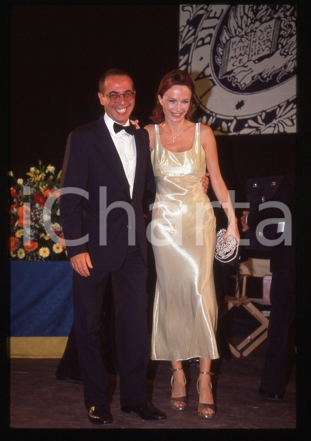 Fotografia d epoca originale 1995 FESTIVAL VENEZIA  Giuseppe TORNATORE e Francesca NERI 35mm VINTAGE SLIDE 1