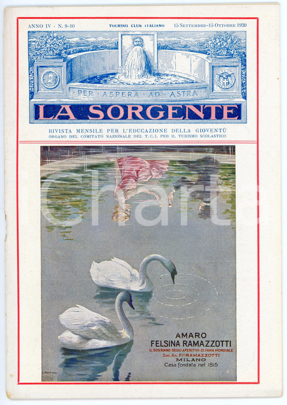 Giornale, rivista storica 1920 TOURING CLUB ITALIANO  LA SORGENTE Dolomiti I MONTI PALLIDI Rivista 1