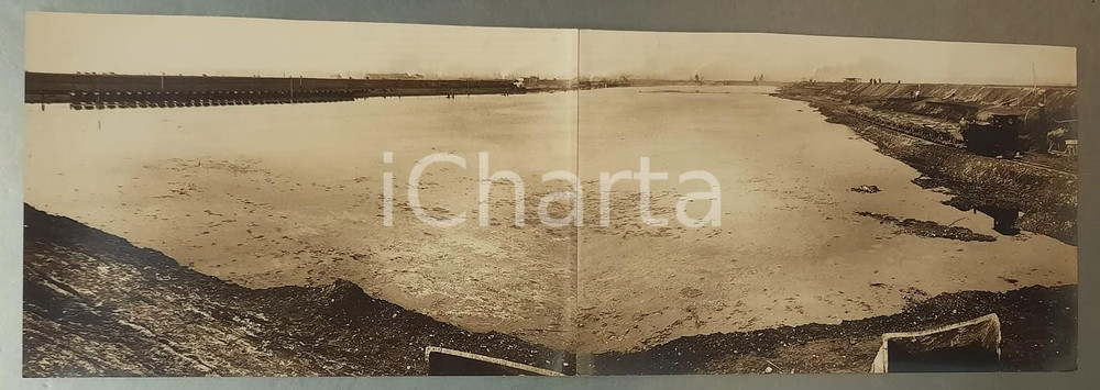 Fotografia d epoca originale 1934 MILANO Cantiere del nuovo grande bacino all IDROSCALO Foto doppia 1
