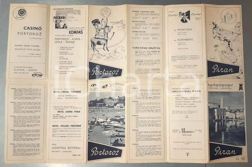 Materiale pubblicitario d’epoca 1966 SLOVENJIA JUGOSLAVIJA Piran  Portoroz Vintage brochure with map 1