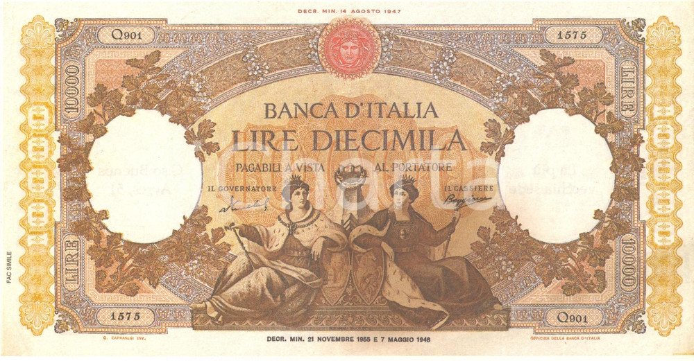 Materiale pubblicitario d’epoca 1960 ca MILANO  MOROTTI Mobili  Banconota pubblicitaria Lire 10.000 facsimile 1