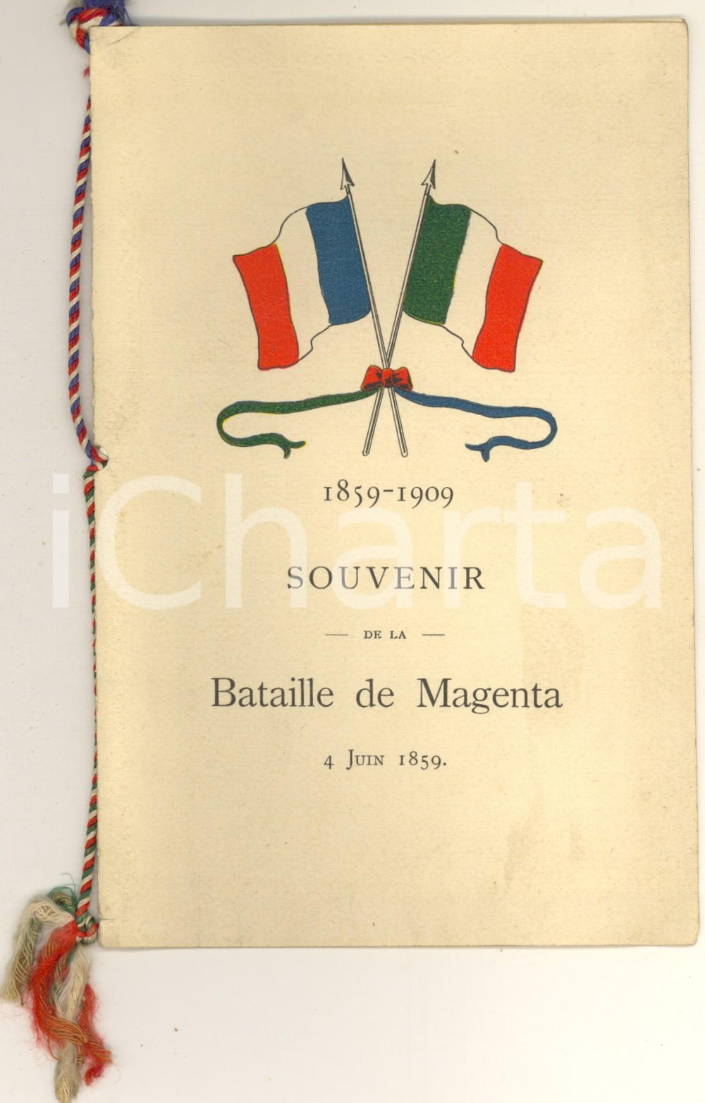 Oggetto da collezione cartaceo 1909 RISORGIMENTO Souvenir de la Bataille de Magenta Biglietto ricordo français 1