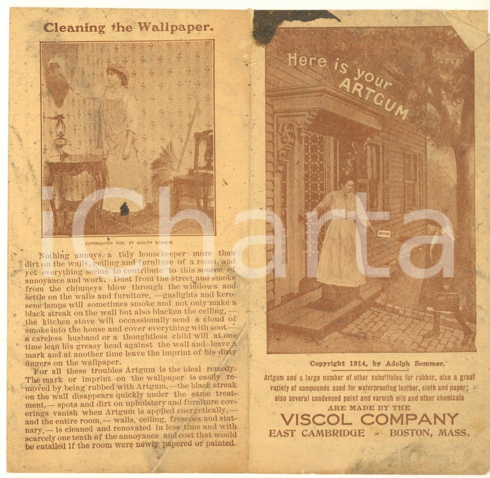 Materiale pubblicitario d’epoca 1915 ca BOSTON USA VISCOL Company  ARTGUM  Illustrated vintage brochure 1