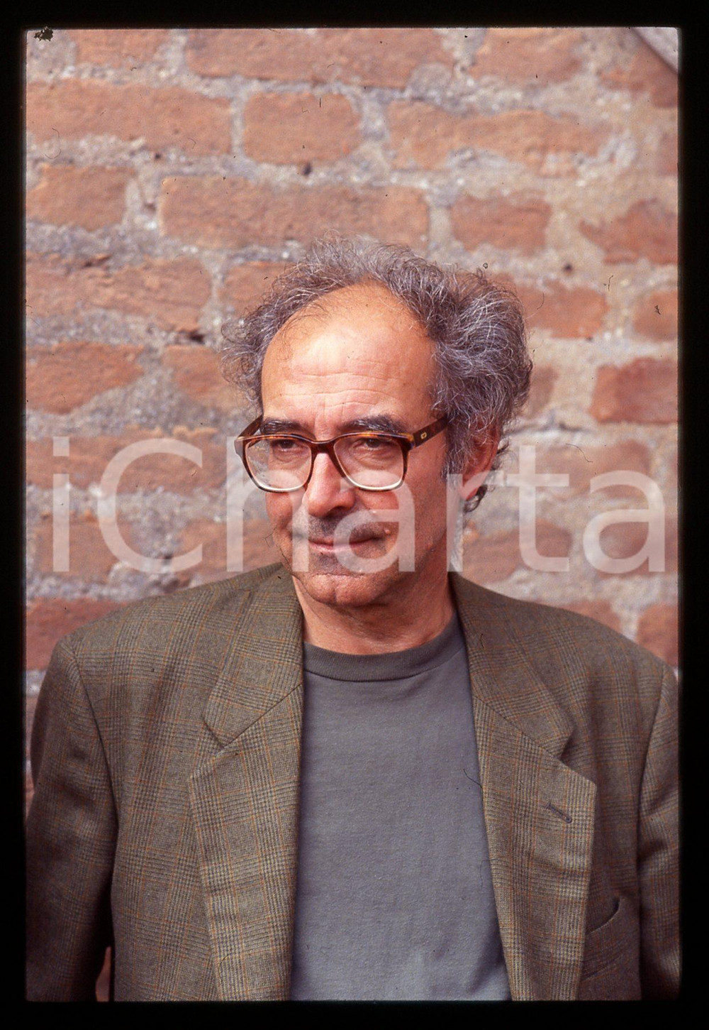 Fotografia d epoca originale 1991 FESTIVAL VENEZIA  JeanLuc GODARD Ritratto regista 35mm VINTAGE SLIDE 38 1