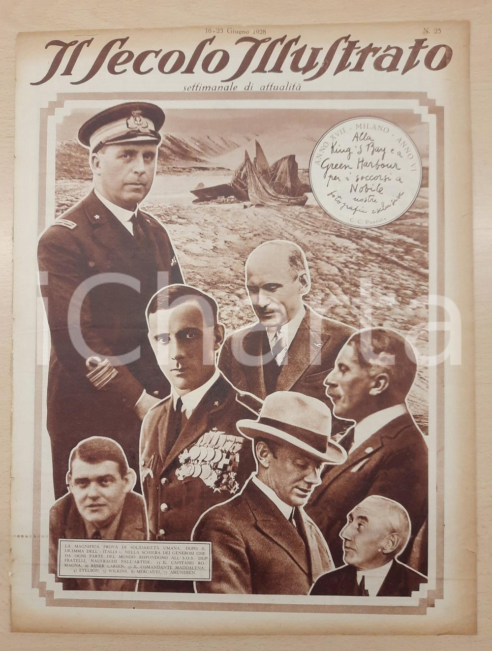 Giornale, rivista storica 1928 IL SECOLO ILLUSTRATO Soccorsi alla spedizione Nobile al Polo Nord Rivista 1