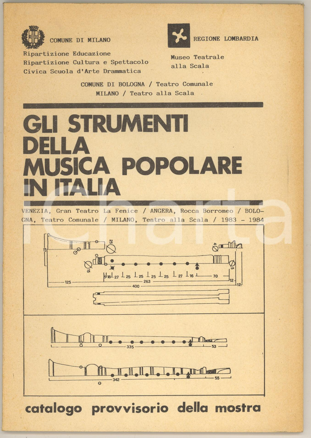 Libro, pubblicazione d epoca 1984 MILANO Gli strumenti della musica popolare in Italia Catalogo mostra 1