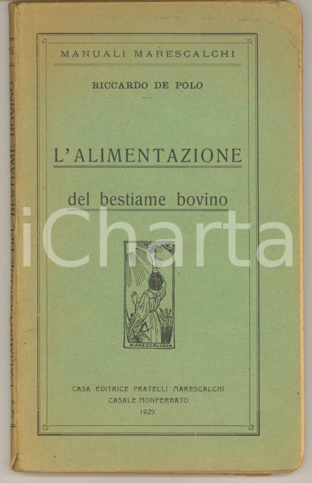 Libro, pubblicazione d epoca 1929 Riccardo DE POLO L alimentazione del bestiame bovino Manuali MARESCALCHI 1
