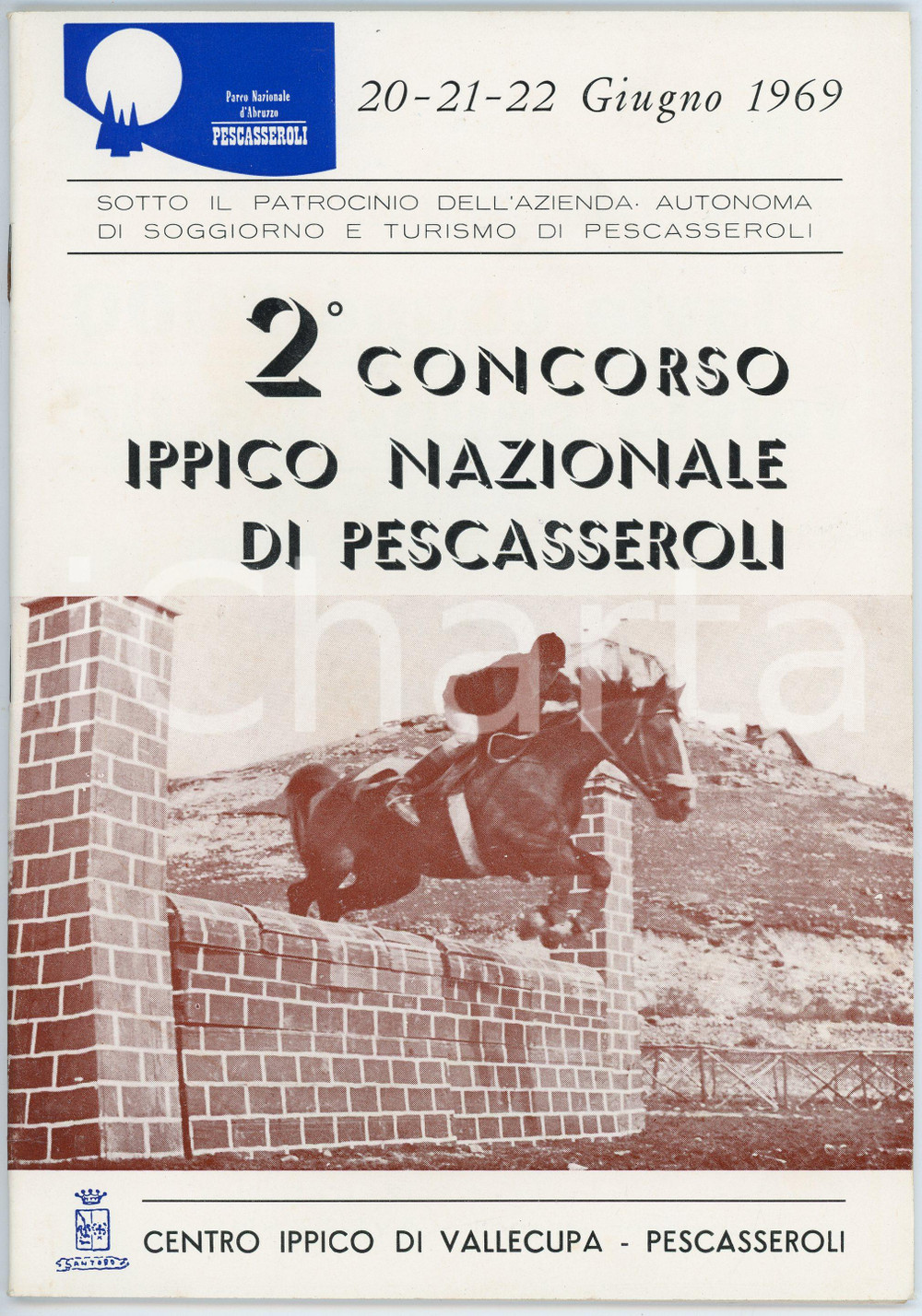 Libro, pubblicazione d epoca 1969 PESCASSEROLI Centro ippico VALLECUPA 2° Concorso ippico  Programma 1