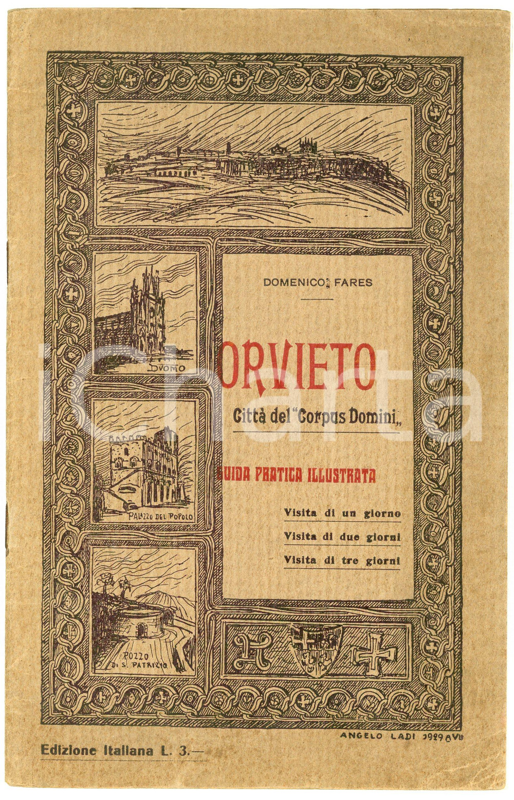 Libro, pubblicazione d epoca 1929 Domenico FARES Orvieto  Città del Corpus Domini  Guida illustrata 1