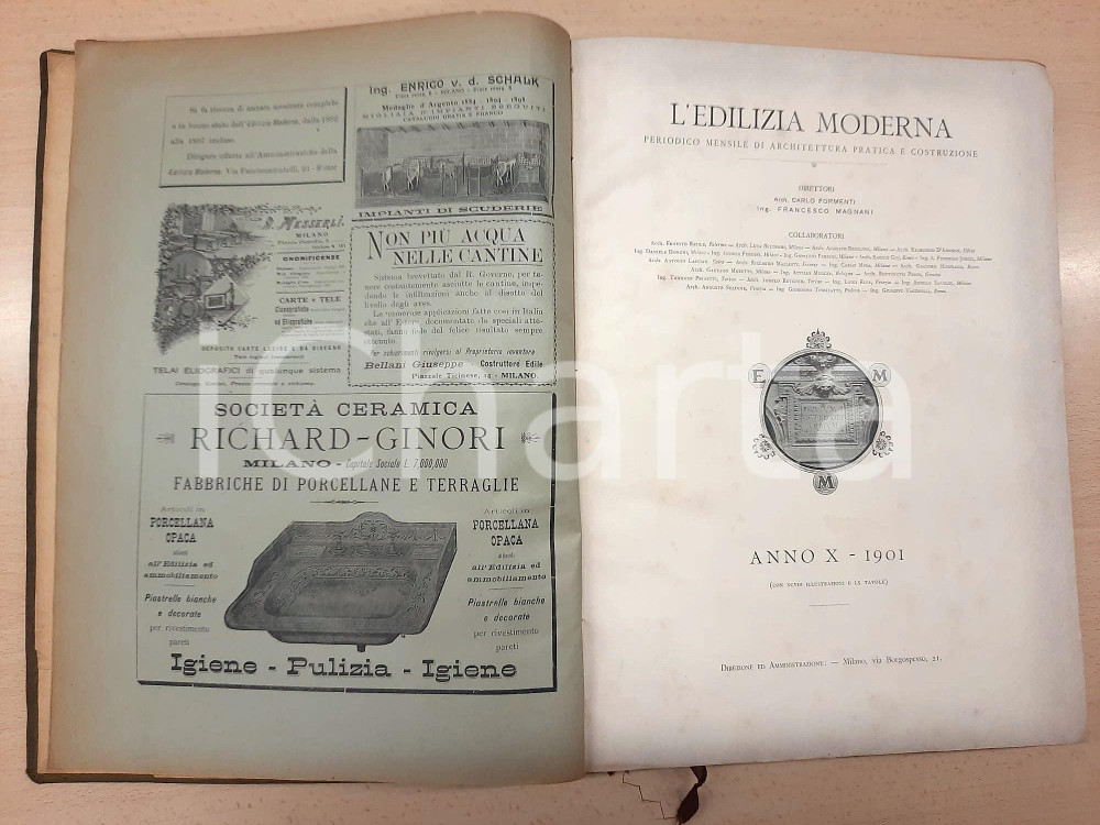 Giornale, rivista storica 1901 L EDILIZIA MODERNA  Mensile illustrato Annata completa rilegata 1