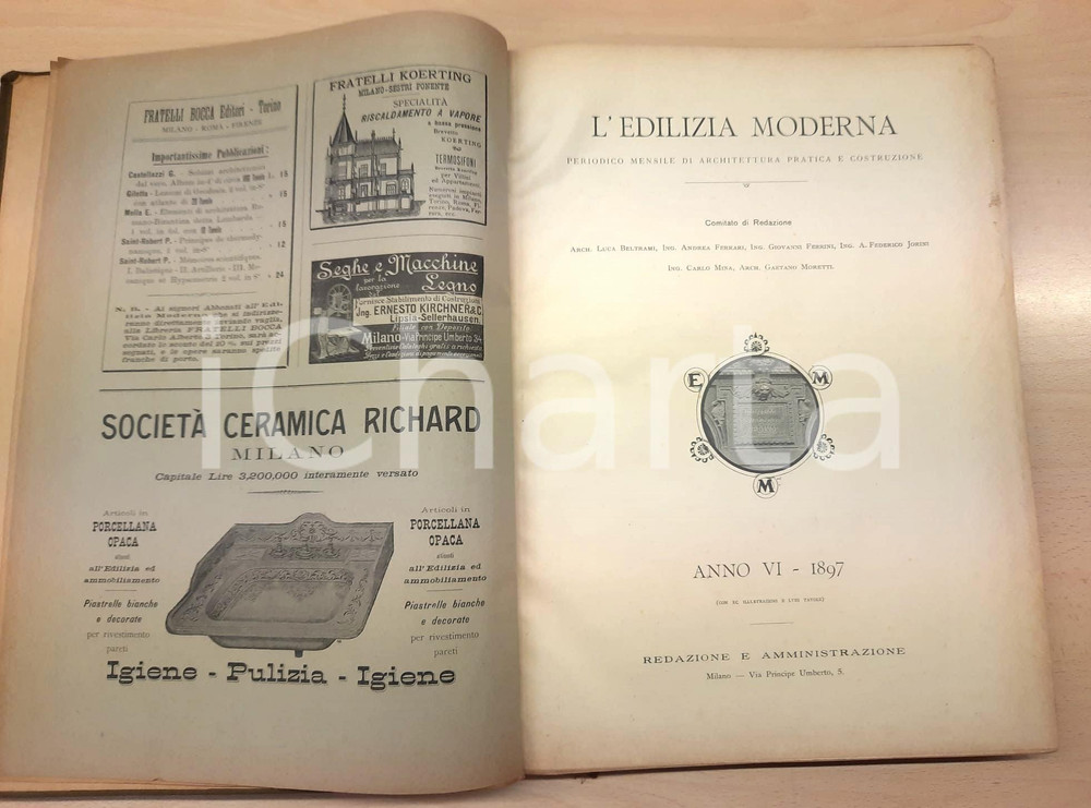 Giornale, rivista storica 1897 L EDILIZIA MODERNA  Mensile illustrato Annata completa rilegata 1