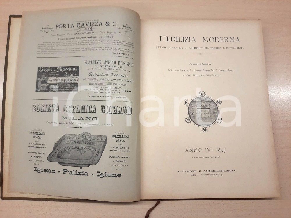 Giornale, rivista storica 1895 L EDILIZIA MODERNA  Mensile illustrato Annata completa rilegata 1