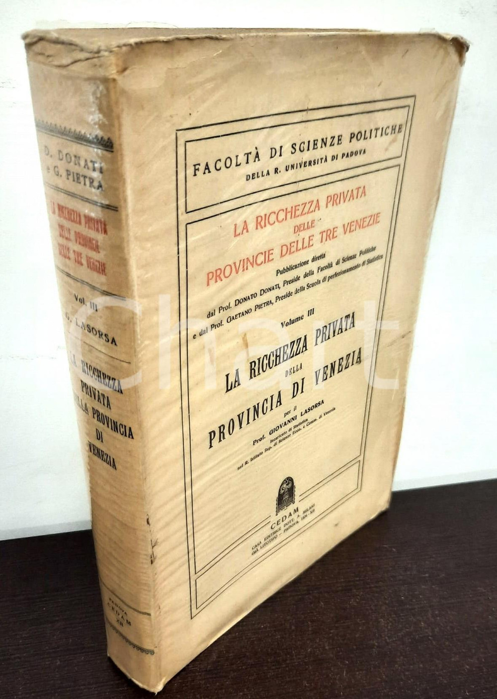 Libro, pubblicazione d epoca 1934 Prof. Giovanni LASORSA La ricchezza privata della provincia di Venezia 1