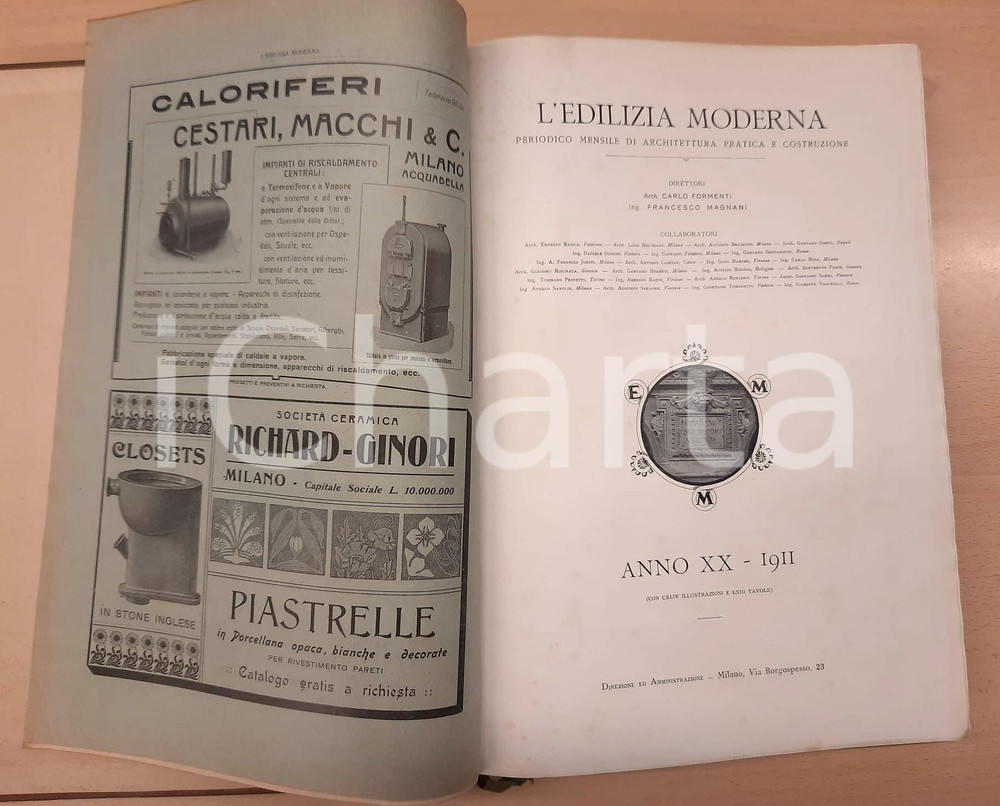 Giornale, rivista storica 1911 L EDILIZIA MODERNA  Mensile illustrato Annata completa rilegata 1