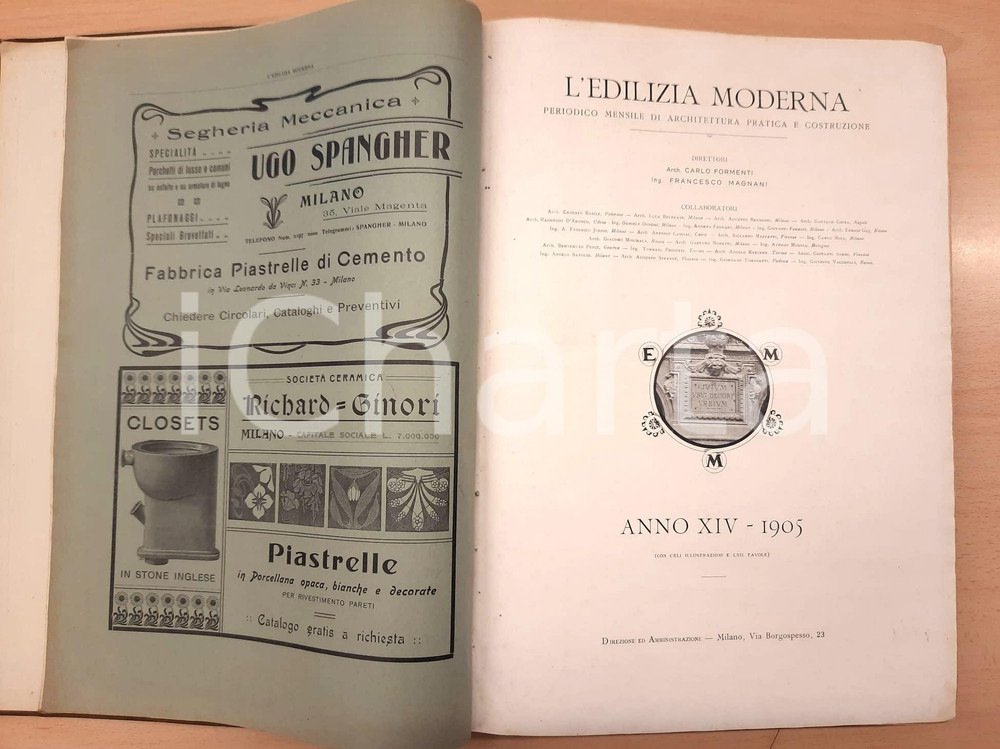Giornale, rivista storica 1905 L EDILIZIA MODERNA  Mensile illustrato Annata completa rilegata 1