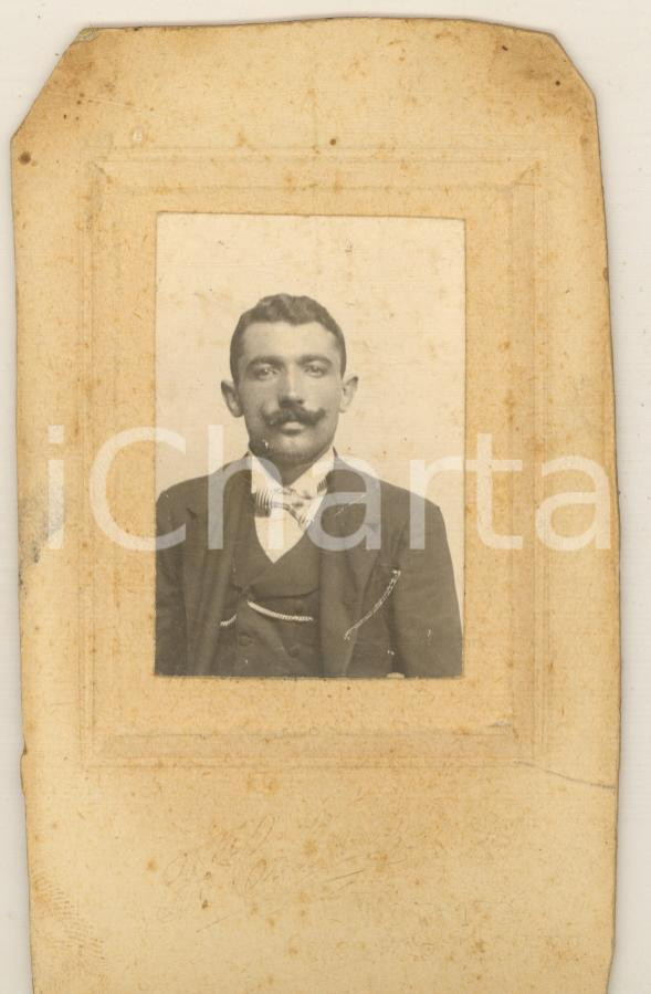 Fotografia d epoca originale 1905 ca TORINO Ritratto Francesco CHIARETTA con dedica Foto F.lli COLOMBO CDV 1