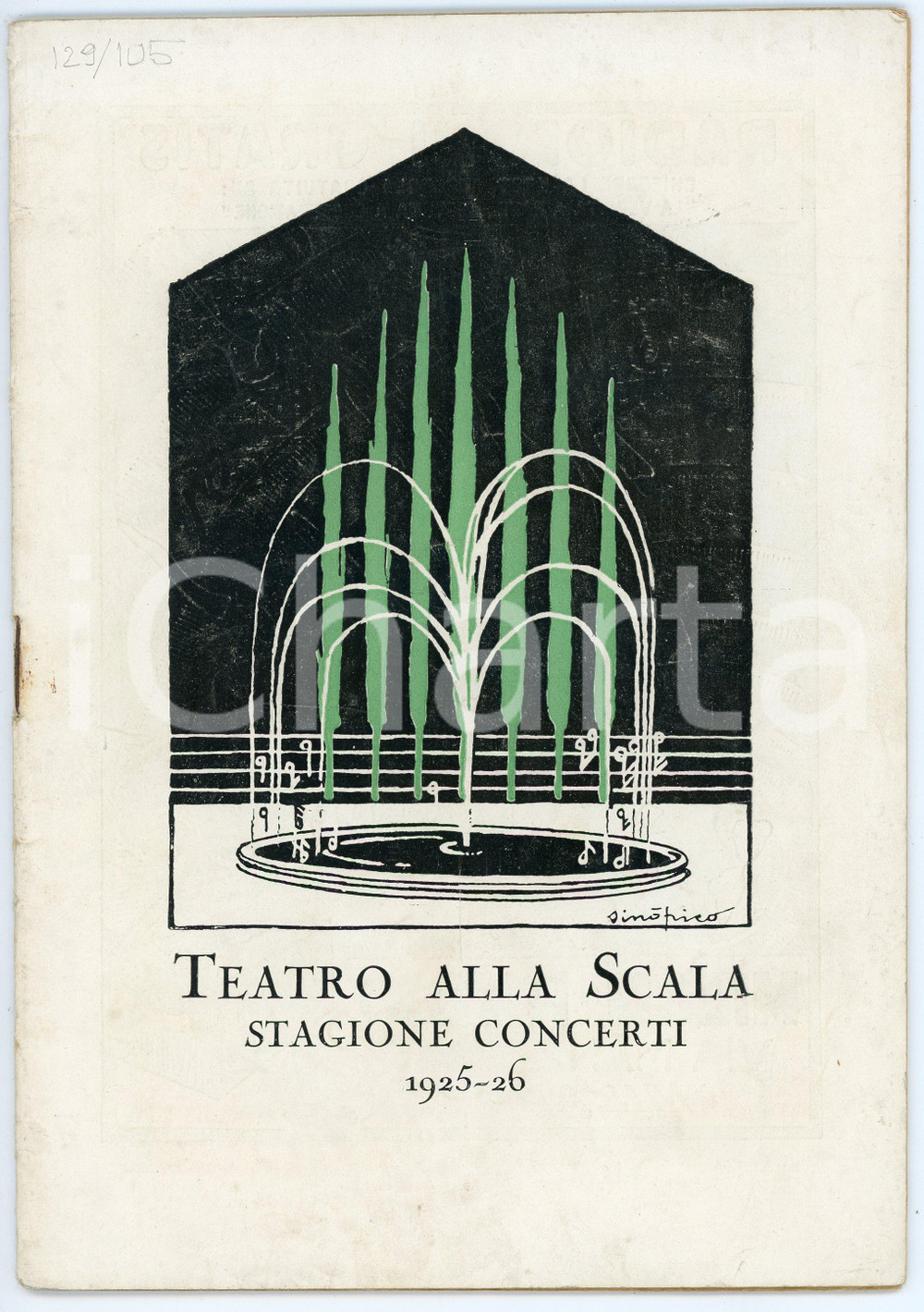 Materiale pubblicitario d’epoca 1925  1926 MILANO Teatro alla Scala  Programma stagione concerti 1