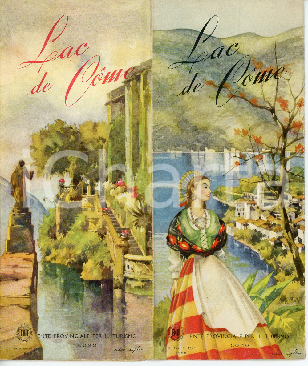 Materiale pubblicitario d’epoca 1958 COMO Ente provinciale per il turismo LAC DE CÔME Brochure illustrata 1