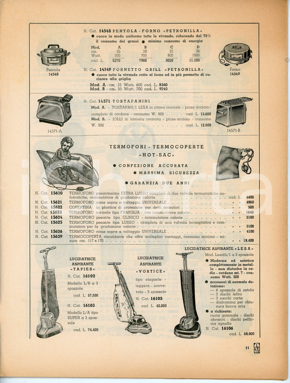Materiale pubblicitario d’epoca Novembre 1960 La Commerciale Elettrica  Variazioni 2 al listino prezzi n.50 bis 1