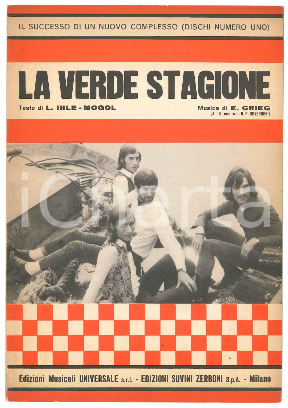 Oggetto da collezione cartaceo 1970 LA VERDE STAGIONE Testo di L. IHLE  MOGOL Musica E. GRIEG Spartito 1