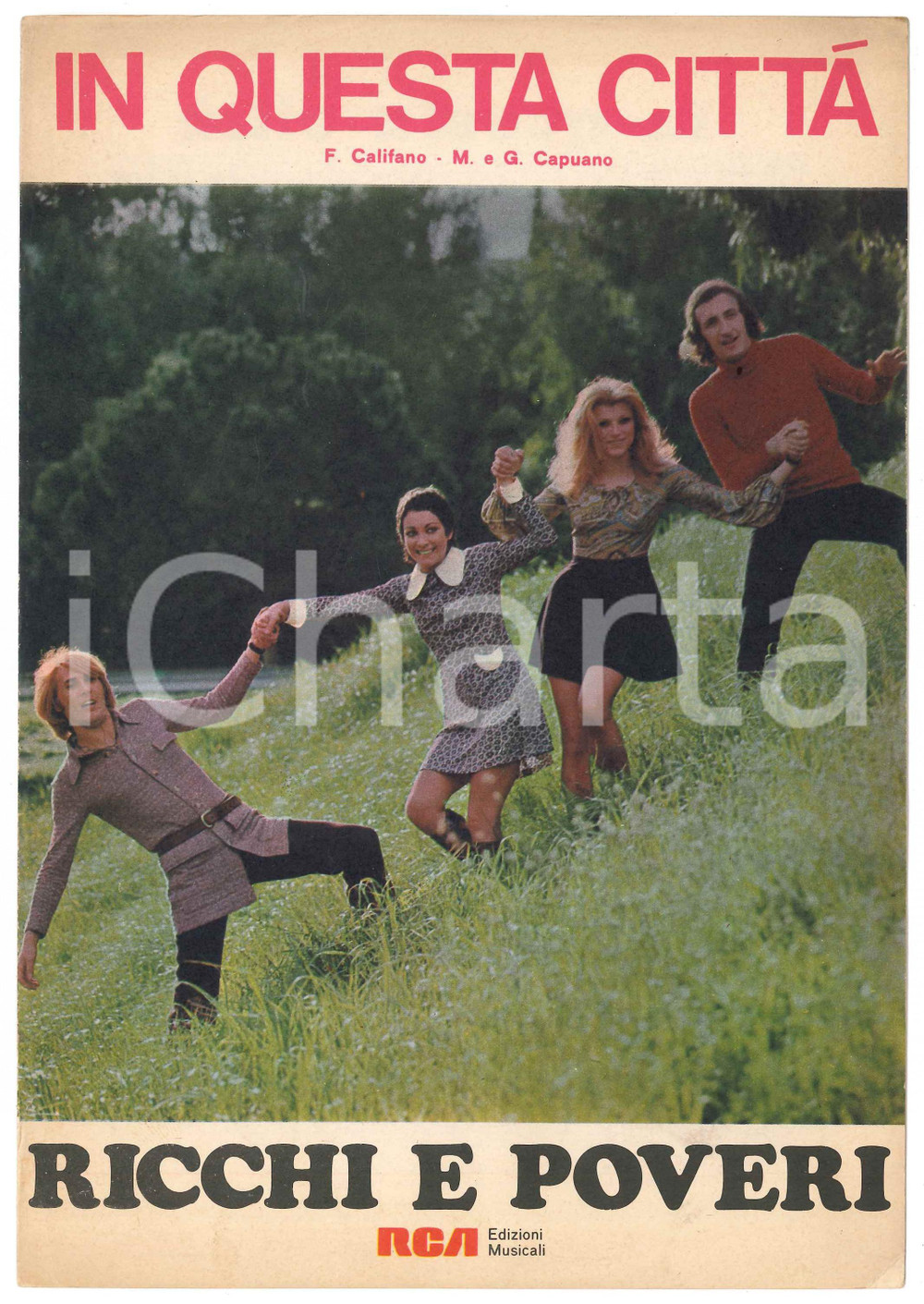 Oggetto da collezione cartaceo 1970 RICCHI E POVERI In questa città  Testo di Franco CALIFANO Spartito 1