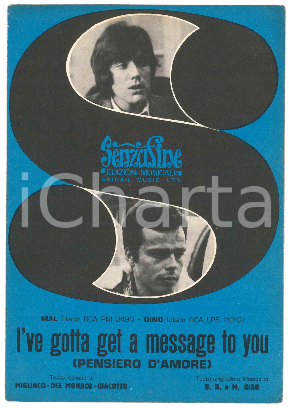 Oggetto da collezione cartaceo 1968 MAL e DINO Pensiero d amore di MIGLIACCI  DEL MONACO  GIACOTTO Spartito 1