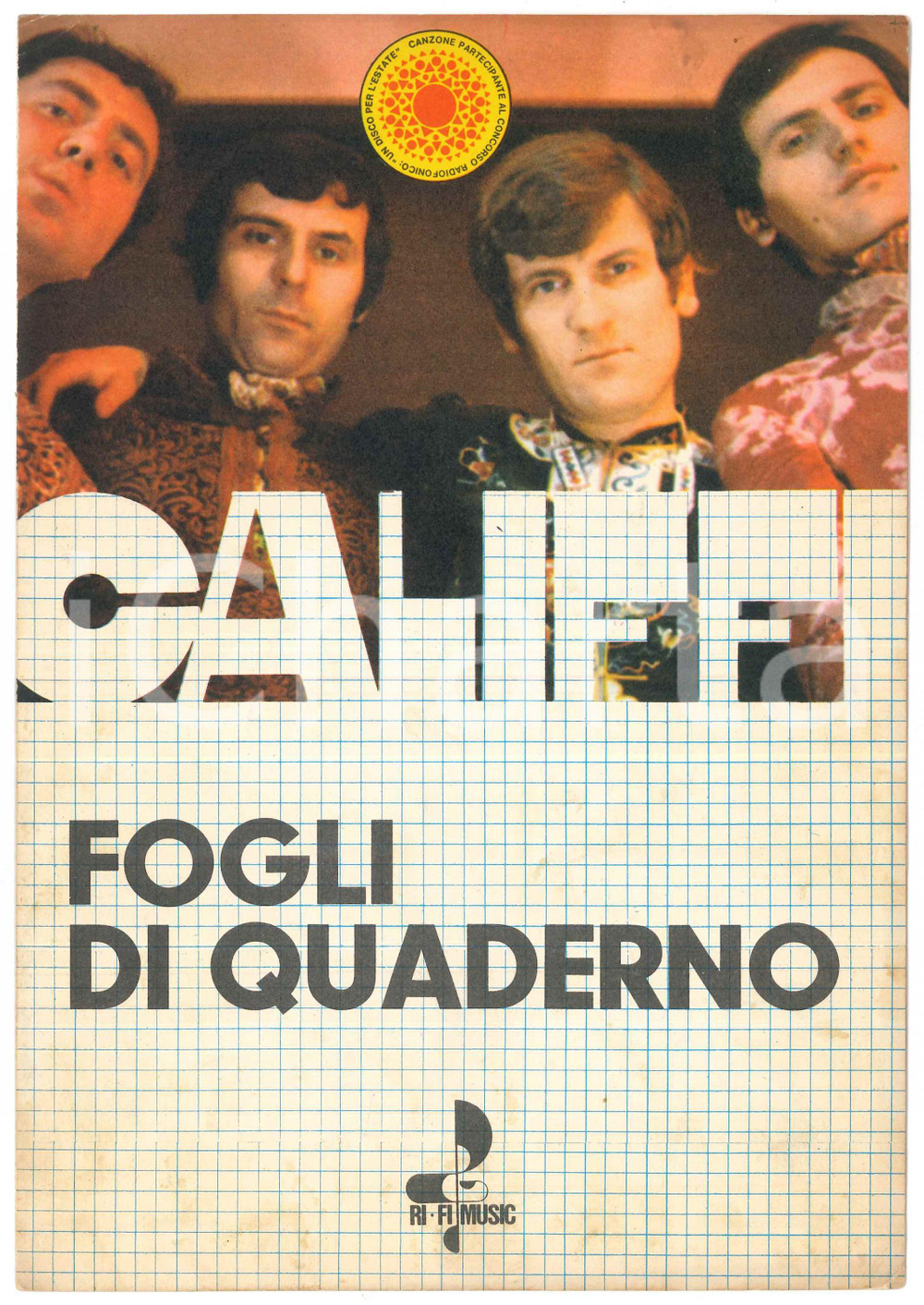 Oggetto da collezione cartaceo 1969 CALIFFI Fogli di quaderno testo F. BOLDRINI musica G. F. INTRA Spartito 1