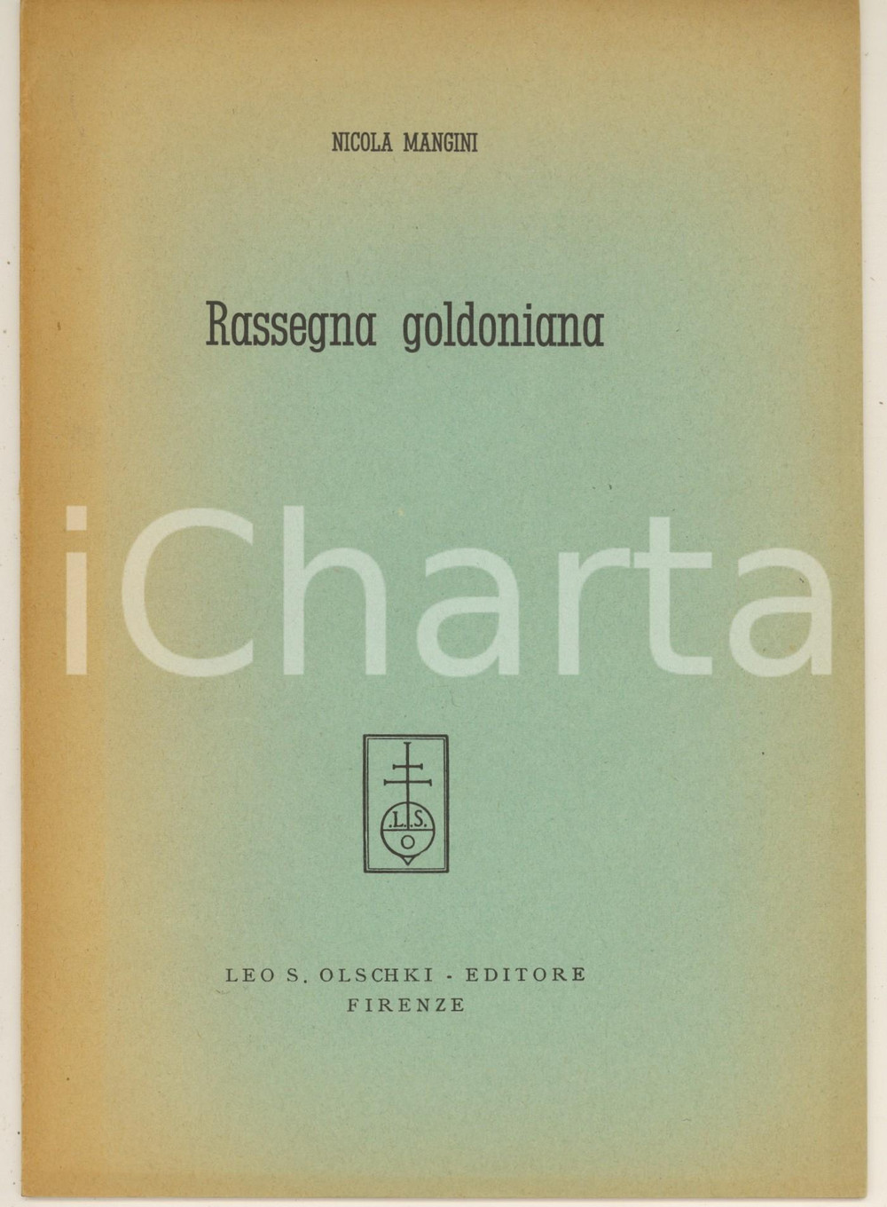 Libro, pubblicazione d epoca 1961 Nicola MANGINI Rassegna goldoniana Invio AUTOGRAFO 1