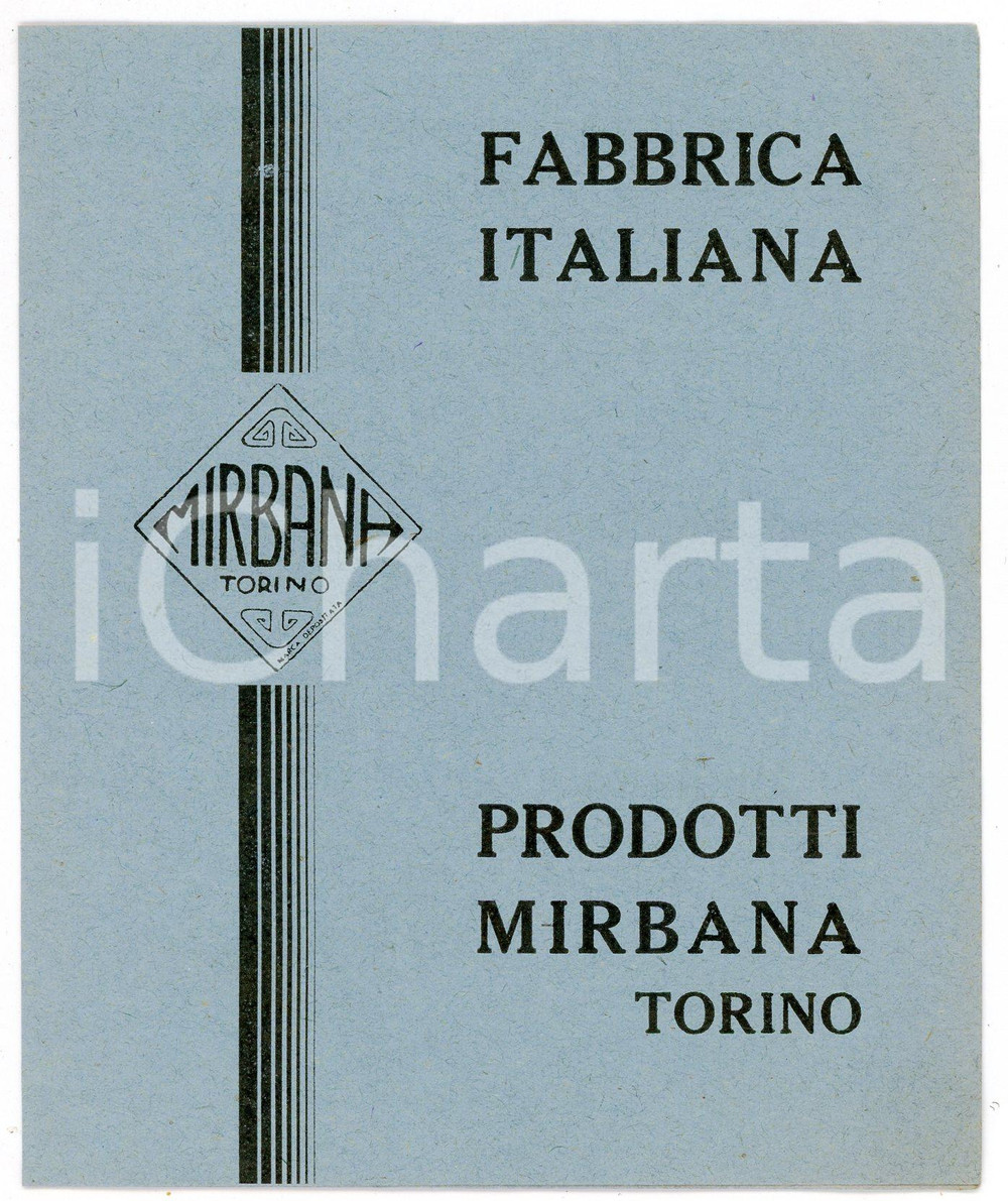 Oggetto da collezione cartaceo 1950 ca TORINO Prodotti MIRBANA Fabbrica italiana  Pieghevole 1 1