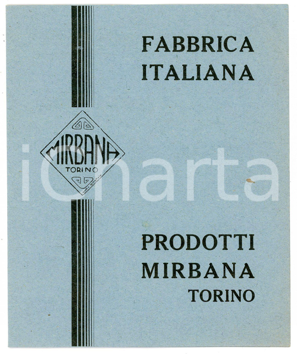 Oggetto da collezione cartaceo 1950 ca TORINO Prodotti MIRBANA Fabbrica italiana  Pieghevole 2 1