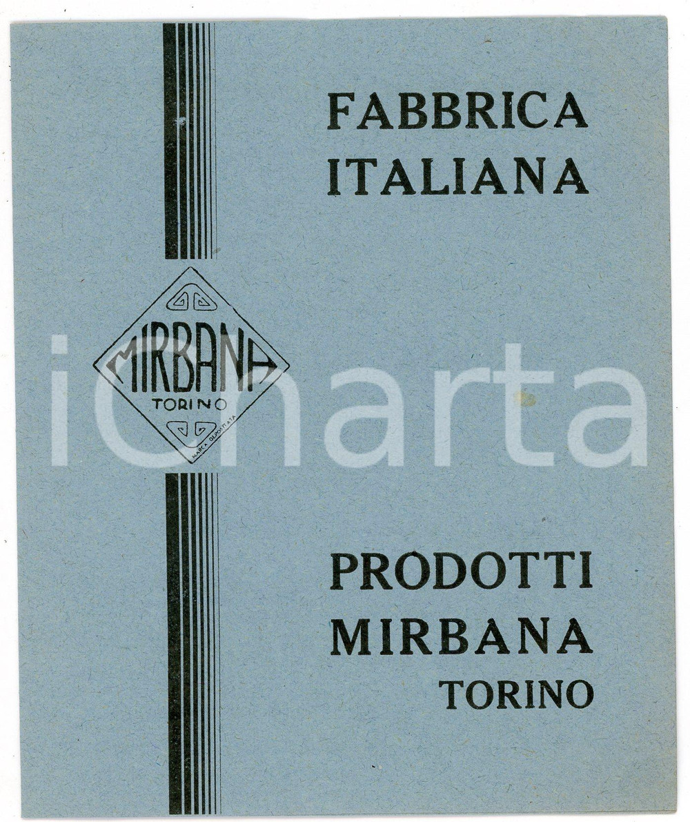 Oggetto da collezione cartaceo 1950 ca TORINO Prodotti MIRBANA Fabbrica italiana  Pieghevole 3 1